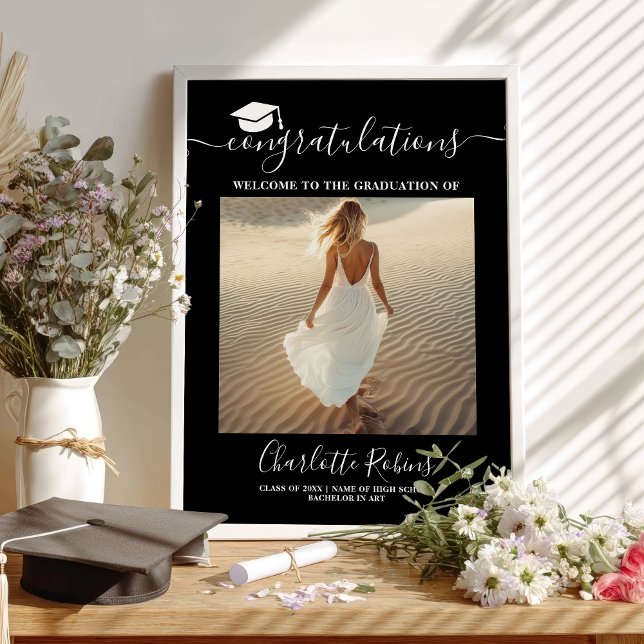 Congratulations Boho Graduation Welcome Photo Sign (Congratulations Boho Graduation Welcome Photo Sign)