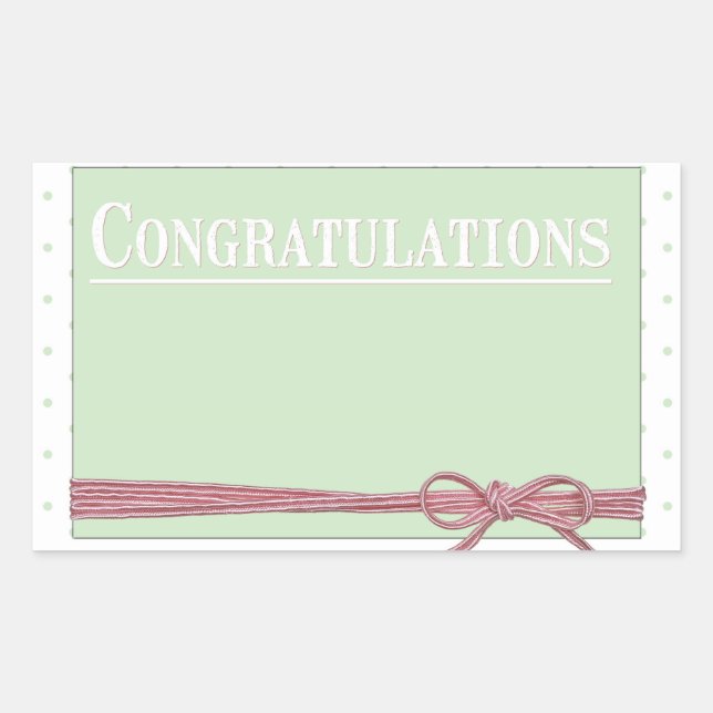 Congratulations Bow Tie Polka Dots Rectangular Sticker (Front)