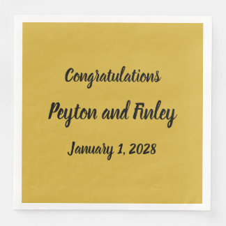 Congratulations Brush Brushstroke Script Gold Napkin