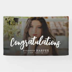 Congratulations Brush Script Photo Graduation  Banner