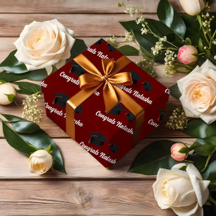 Congratulations Burgundy graduation celebration  Wrapping Paper Sheet