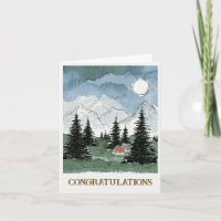 Congratulations Card Camp in the Mountains