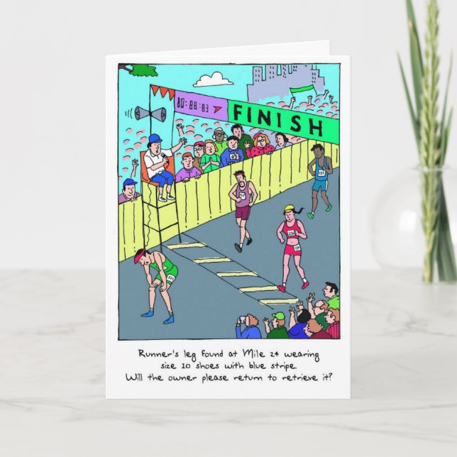 Congratulations Card for Marathoner - Runner's Leg (Front)