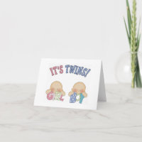 Congratulations Card - Its Twins Girl and Boy