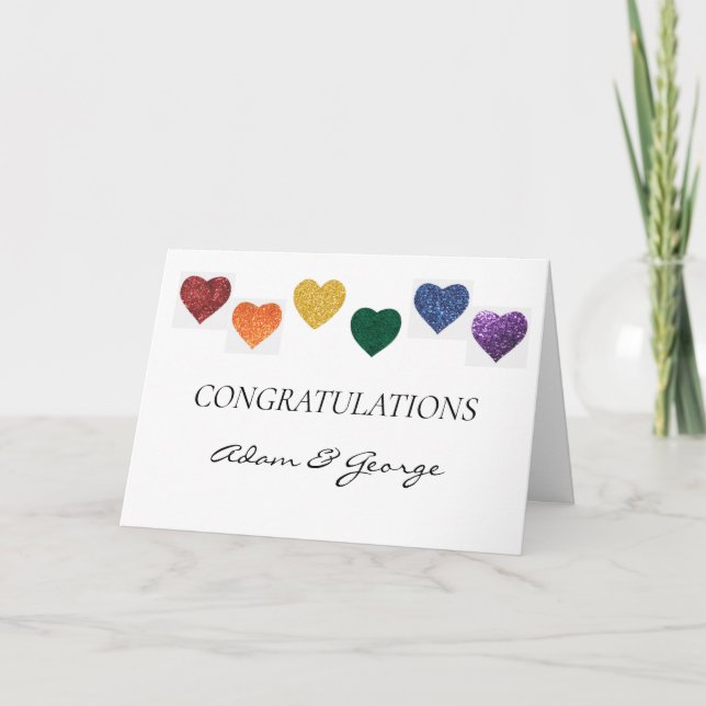 Congratulations Card - LGBTIQ Rainbow Pride Hearts (Front)