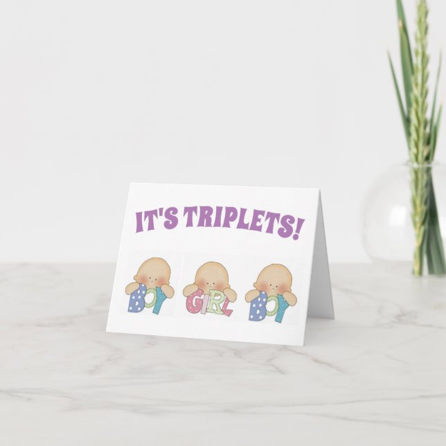 Congratulations Card - Triplets One Girl Two Boys (Front)