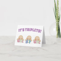 Congratulations Card - Triplets Two Girl One Boys