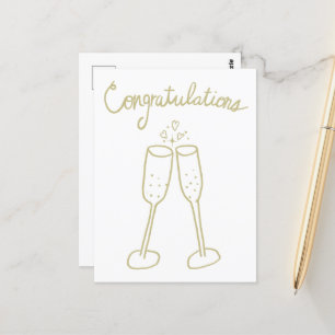 Congratulations Champagne Cheers Sketch Doodle Postcard
