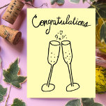 Congratulations Champagne Cheers Sketch Doodle  Postcard<br><div class="desc">Sweet drawing of two bubbly glasses to congratulate someone on their wedding or engagement! Click on “Personalise” above to edit the inside text to suit your needs. Then click "edit using design tool" to adjust the fonts, colours and placements. You can change the background colour too or check my shop...</div>
