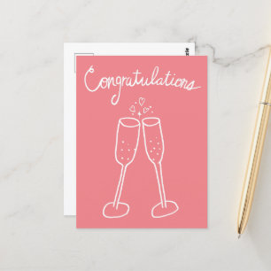 Congratulations Champagne Cheers Sketch Doodle Postcard