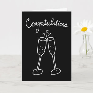 Congratulations Champagne Engagement Sketch Doodle Card
