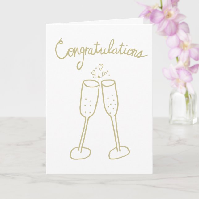 Congratulations Champagne Engagement Sketch Doodle Card (Orchid)