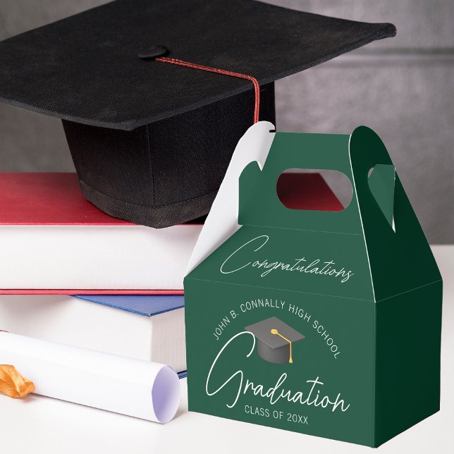 Congratulations Chic Dark Green Graduation Party Favour Box (Creator Uploaded)