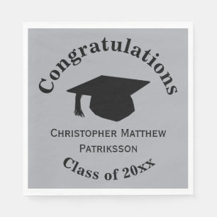 Congratulations, Class 20xx Graduation, Silver Napkin