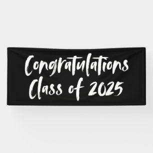 Congratulations Class of 2025 Black Graduation Banner