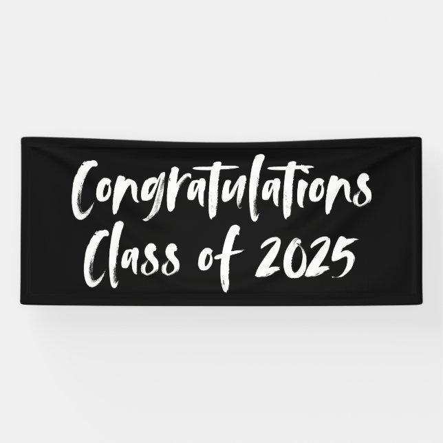 Congratulations Class of 2025 Black Graduation Banner (Horizontal)