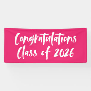 Congratulations Class of 2025 Hot Pink Graduation Banner