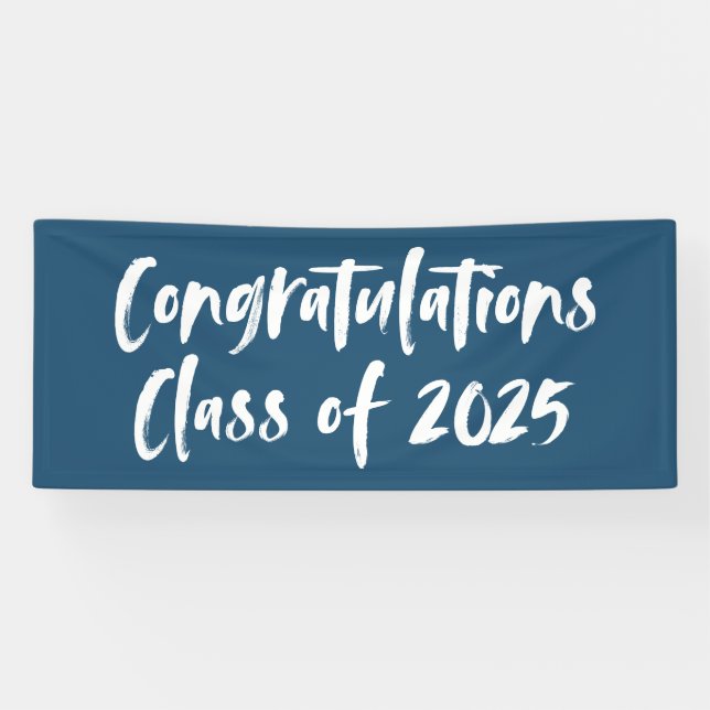 Congratulations Class of 2025 Navy Graduation Banner (Horizontal)