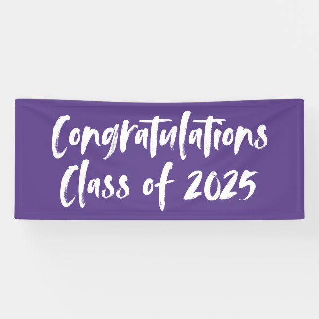 Congratulations Class of 2025 Purple Graduation Banner (Horizontal)