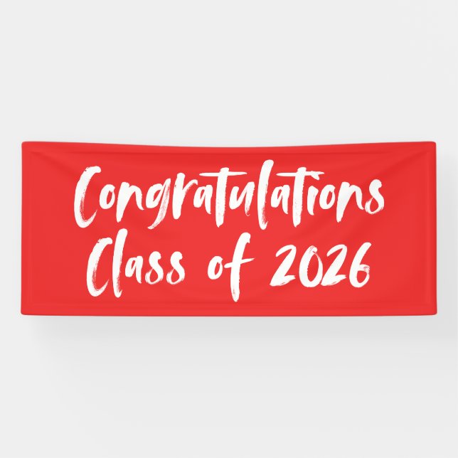 Congratulations Class of 2025 Red Graduation Banner (Horizontal)
