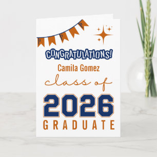 Congratulations Class of 2026 Blue Orange Grad Card