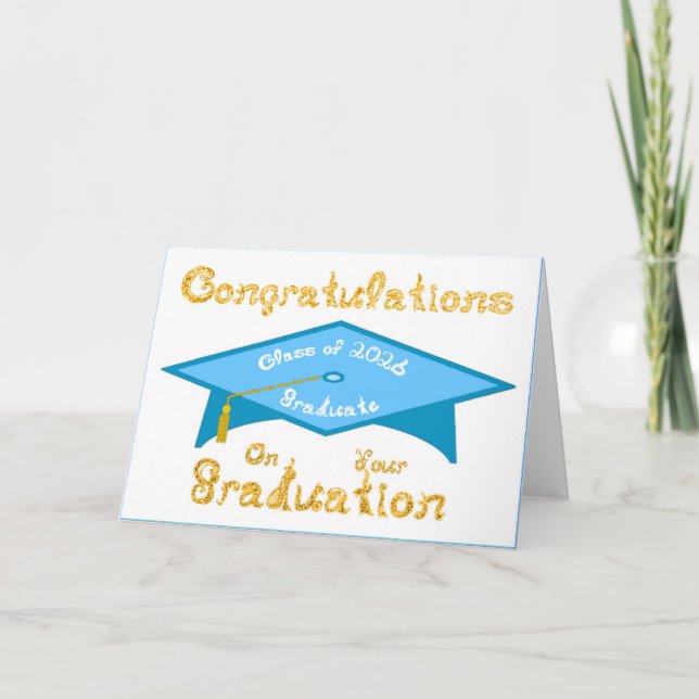 Congratulations Class of 2026 Graduate Teal White Card (Front)
