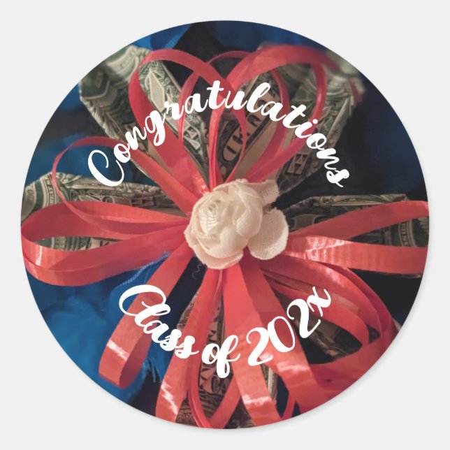Congratulations Class of 202x money sticker red  (Front)