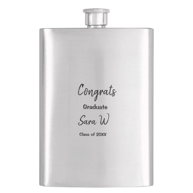 Congratulations class of add year name school col hip flask (Front)