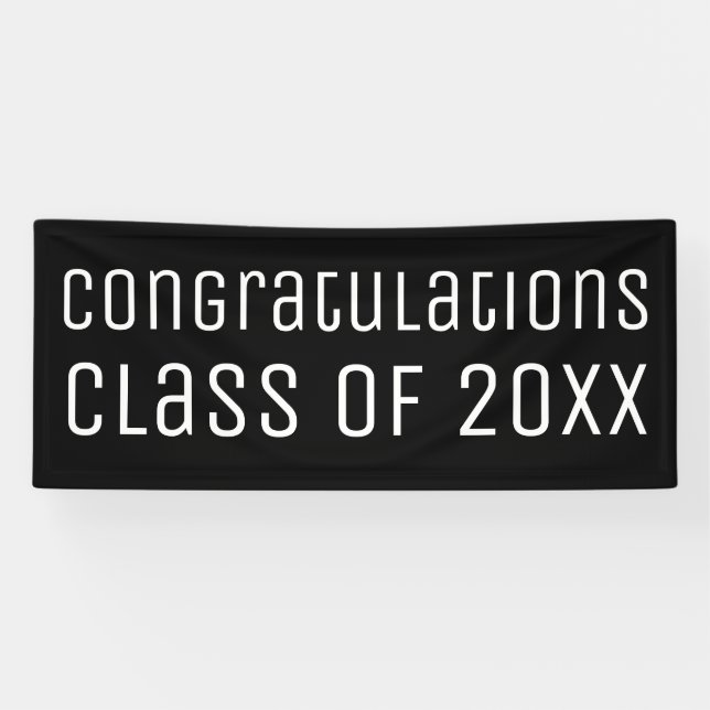 Congratulations Class of Black White Graduation Banner (Horizontal)