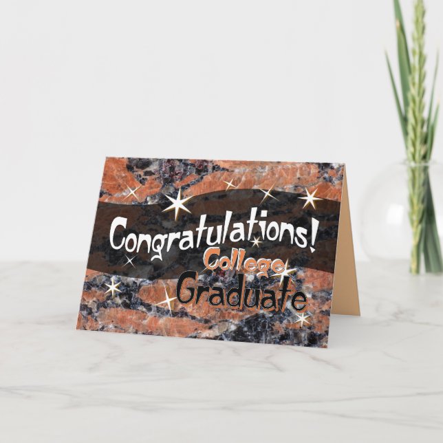 Congratulations College Graduate Orange and Black Card (Front)