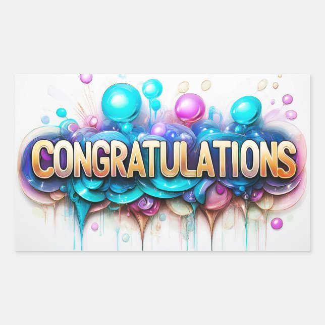 Congratulations! Colourful design Rectangular Sticker (Front)