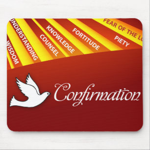 Congratulations Confirmation Dove with Gold and Re Mouse Pad