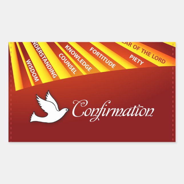 Congratulations Confirmation Dove with Gold and Re Rectangular Sticker (Front)