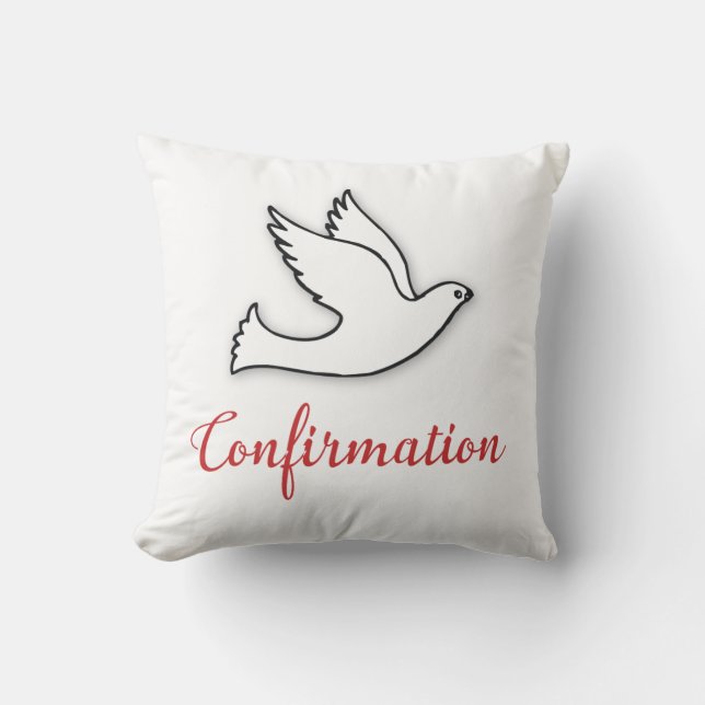 Congratulations Confirmation Dove with Gold, Red Cushion (Front)