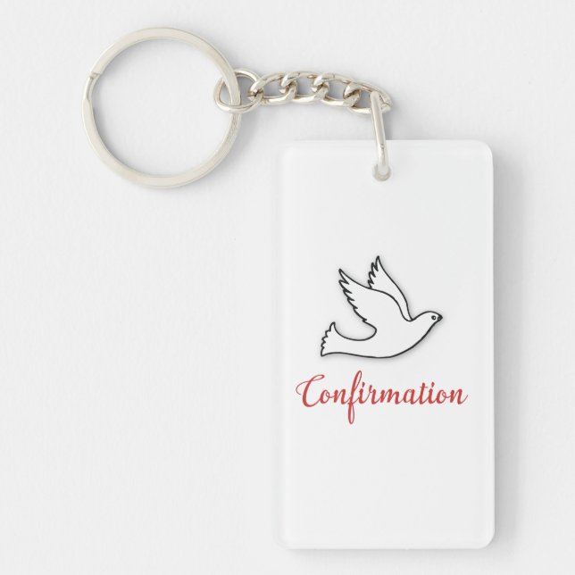 Congratulations Confirmation Dove with Gold/Red Key Ring (Front)