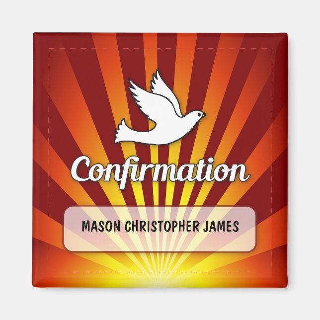 Congratulations Confirmation Dove with Gold, Red Magnet (Front)