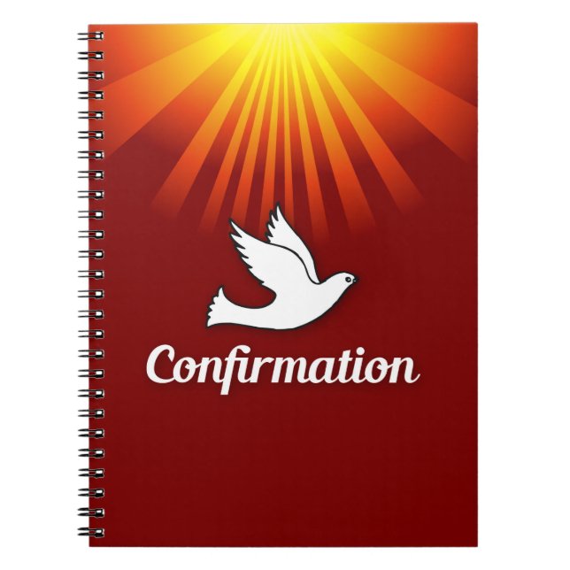 Congratulations Confirmation Dove with Gold/Red Spiral Notebook (Front)