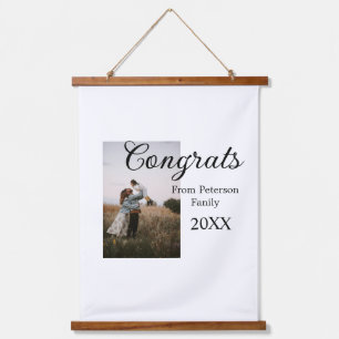 Congratulations congrats add family name photo yea hanging tapestry