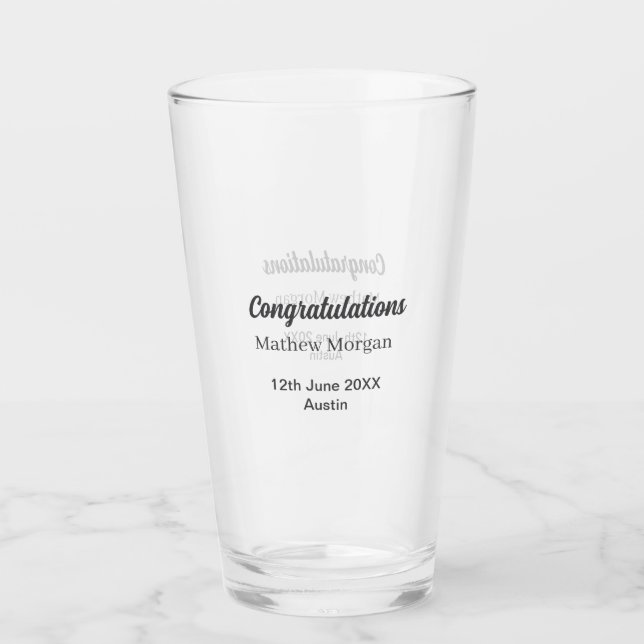 Congratulations congrats graduation name year clas glass (Front)