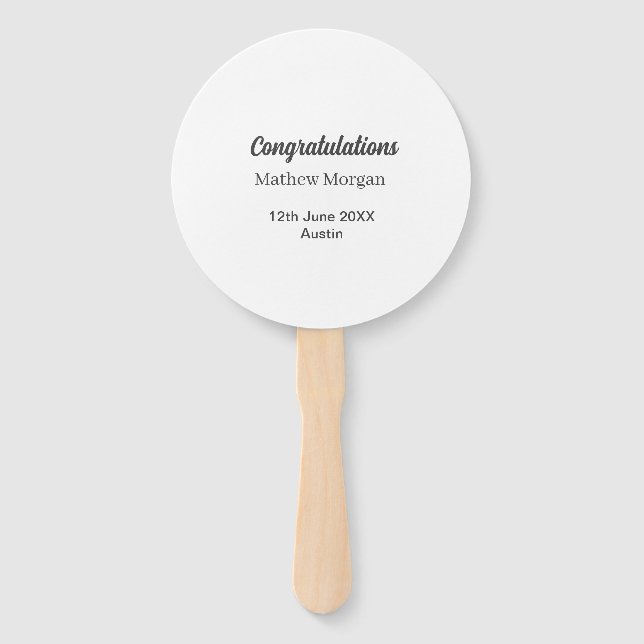 Congratulations congrats graduation name year clas hand fan (Front)