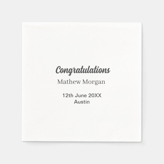 Congratulations congrats graduation name year clas napkin (Front)