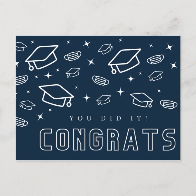 Congratulations! Covid-19 Pandemic Mask Graduation Postcard (Front)