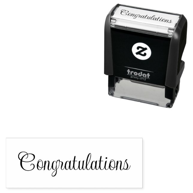 Congratulations Cursive Script Text Template Self-inking Stamp (In Situ)