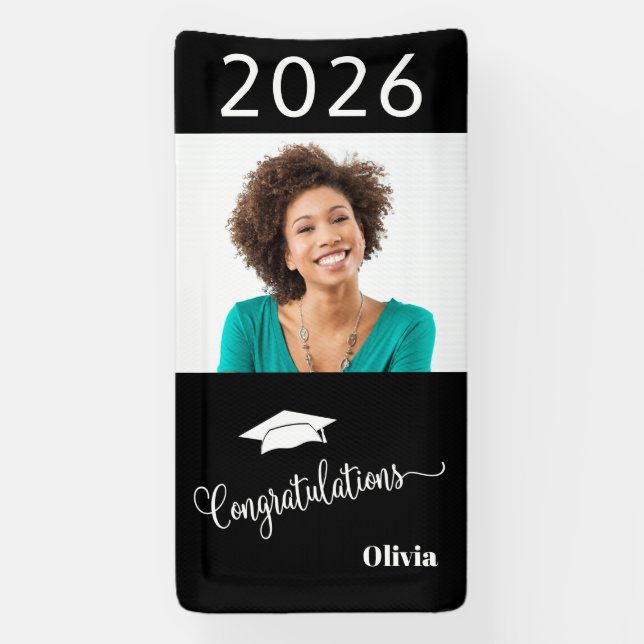 Congratulations Custom Elegant Photo Graduation  Banner (Vertical)