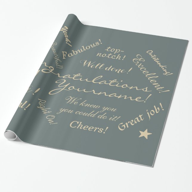 Congratulations custom name wrapping paper (Unrolled)