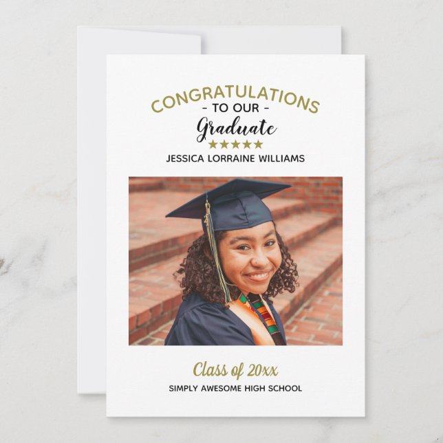 Congratulations Custom Photo Graduate Graduation Announcement (Front)