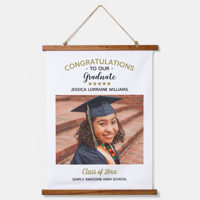 Congratulations Custom Photo Graduate Graduation Hanging Tapestry (Front)