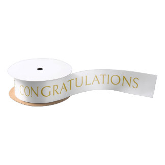 Congratulations Custom Text Gold Satin Ribbon