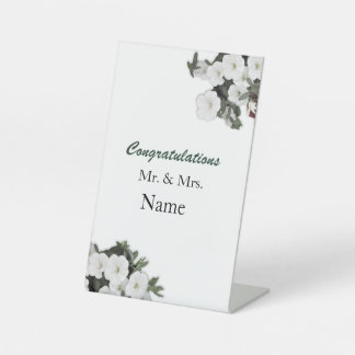 Congratulations Custom White Floral Pedestal Sign
