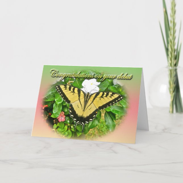 Congratulations Debut Swallowtail Butterfly Items Card (Front)
